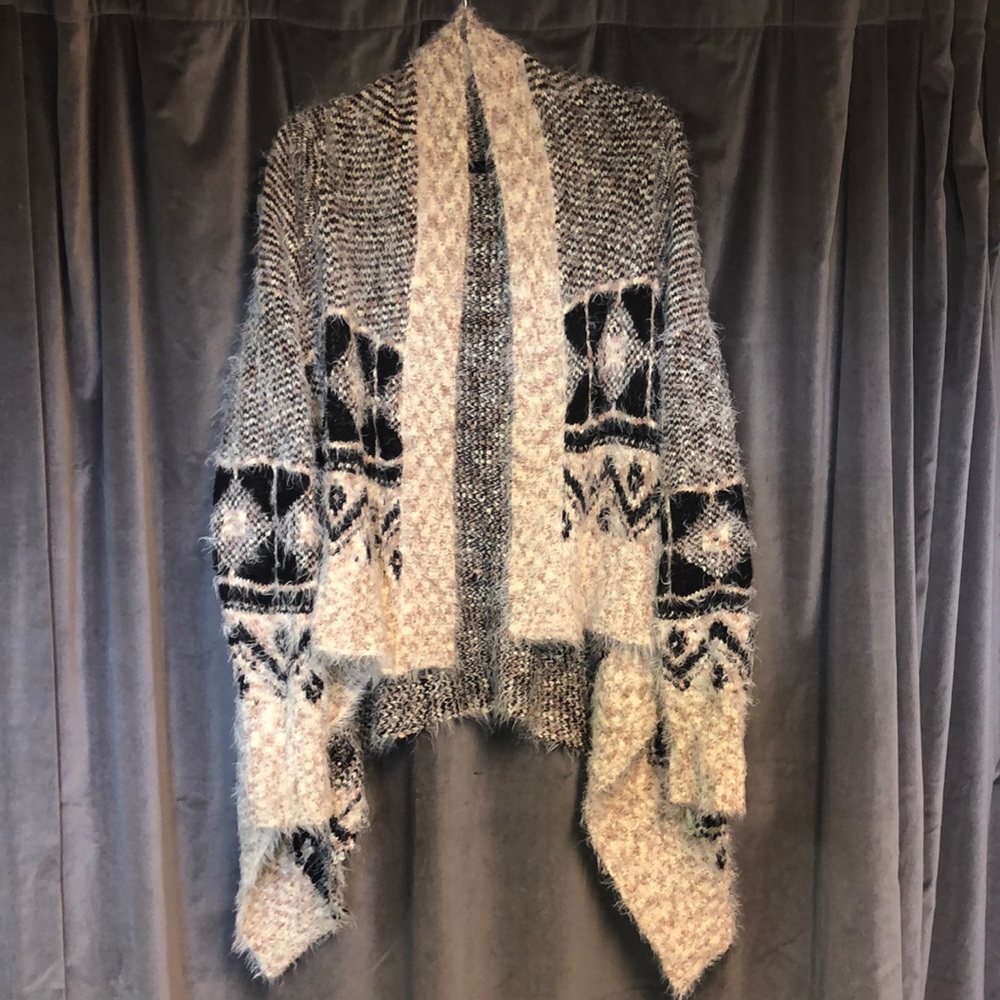 Super cozy, black, pink, and cream pattern sweater